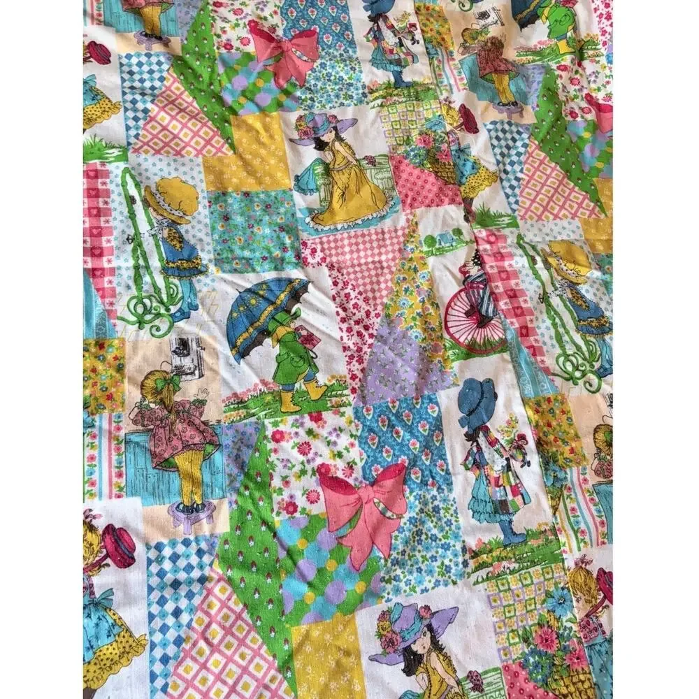 Holly Hobbie Vintage Twin Flat Bedspread Top Sheet 70s Cottagecore Bedding